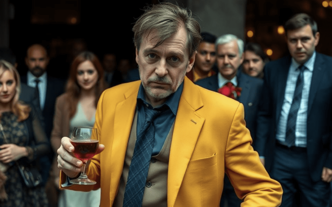 Drunk man in the office